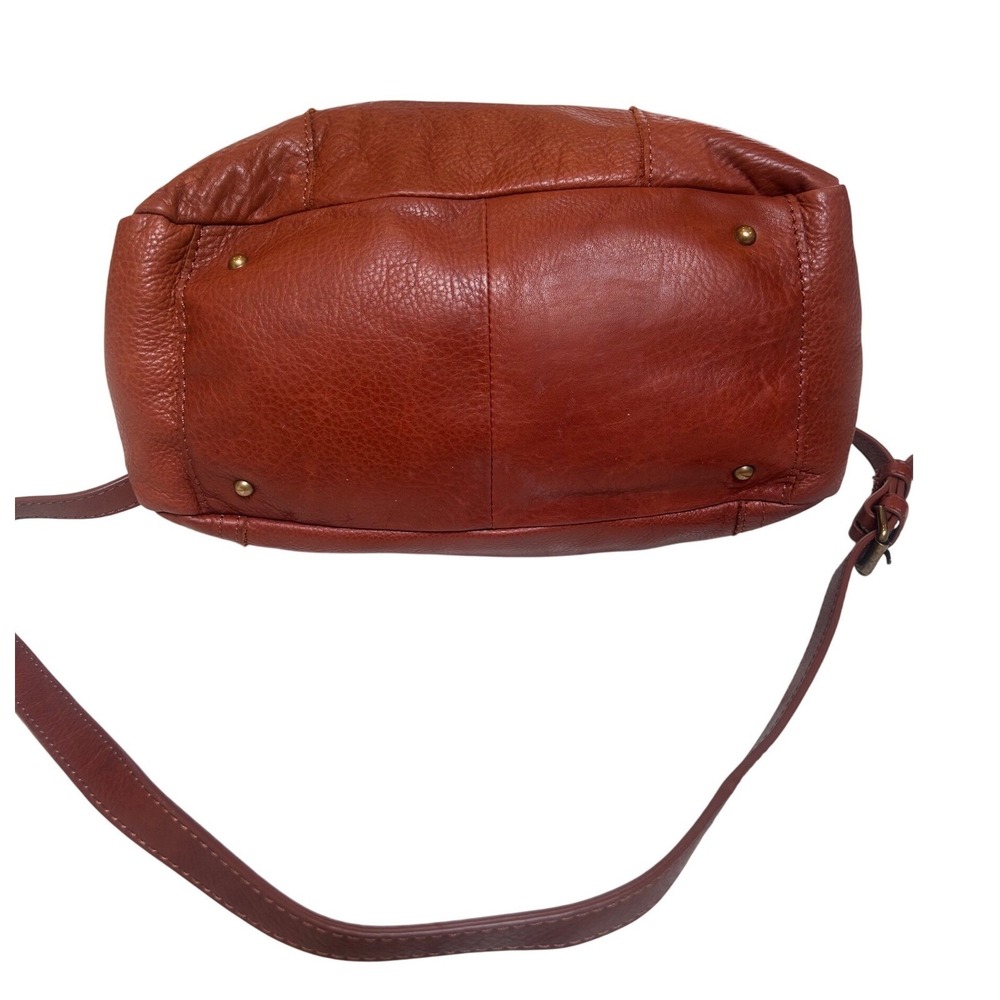 American Leather Co Brandy Brown Pebbled Leather Hobo Crossbody Bag Large - Picture 10 of 12
